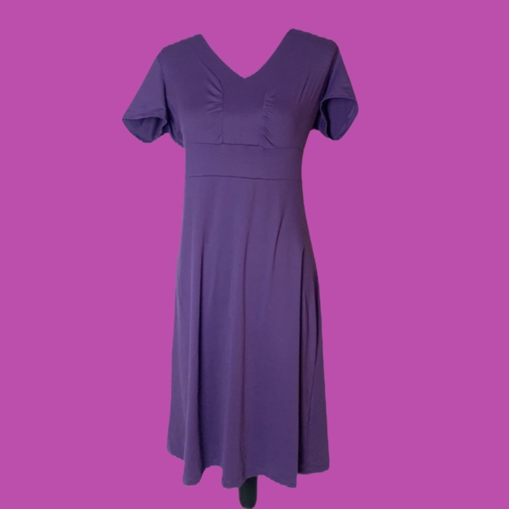 ⭐️ Eddie Bauer Purple Cotton Short Sleeve Dress M